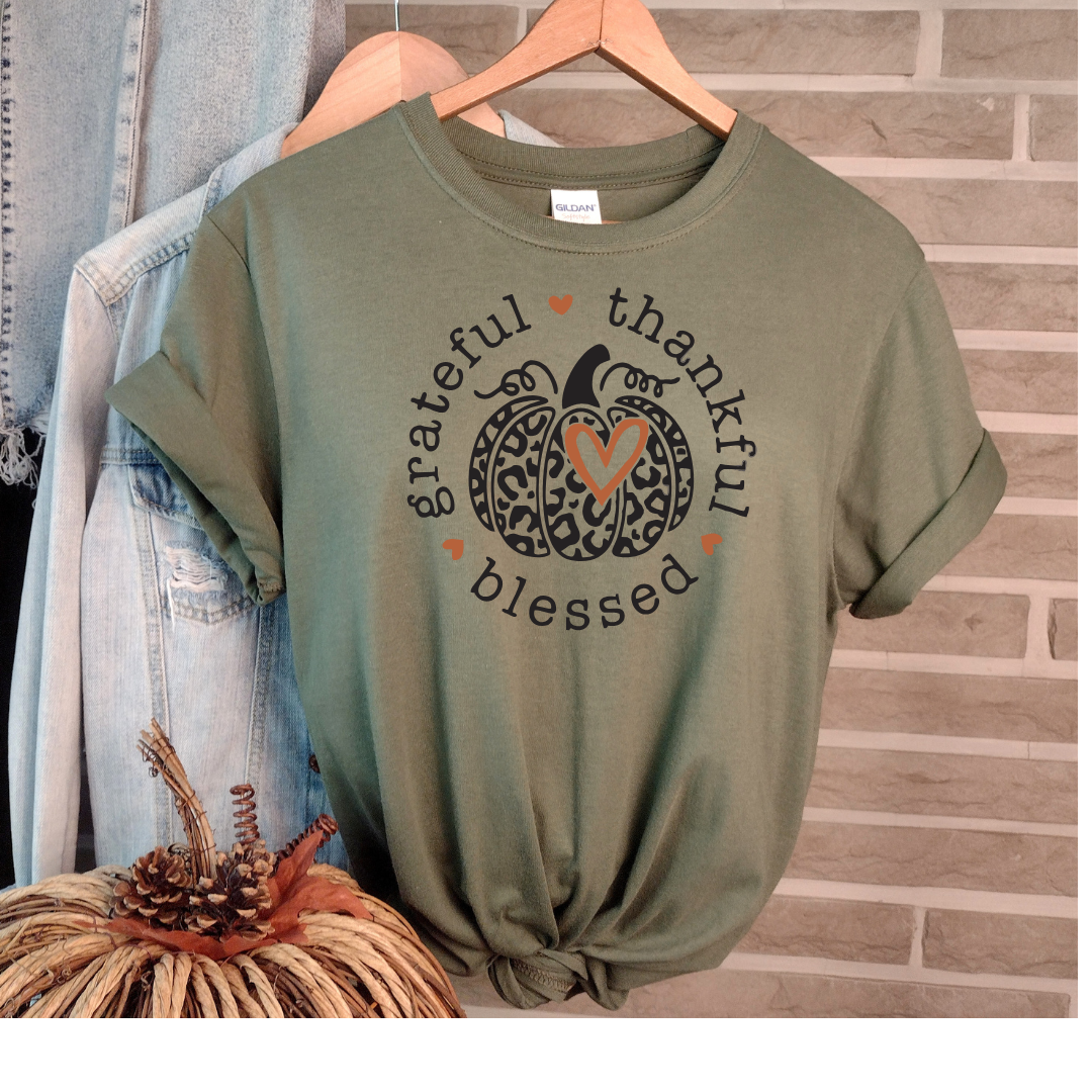 Grateful Thankful Blessed cotton short sleeve T shirt